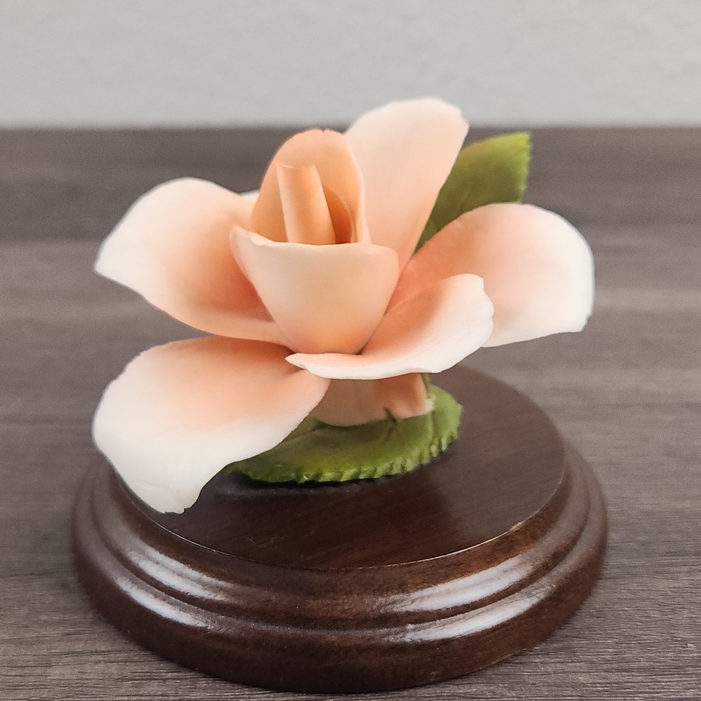 Vintage Lefton‎ China Porcelain Rose Figurine Wood Base Gift for Her